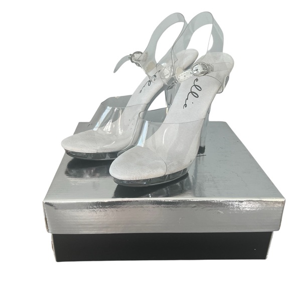 Ellie Clear Strap Heels with Buckle Competition Heels Sz 7 - Picture 1 of 8